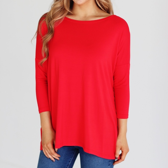 Piko 1988 Tops - BAMBOO 3/4 SLEEVE TOP - RED - PIKO